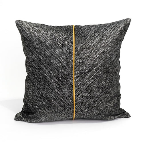 Marlon Cushion Cover, Charcoal Grey & Brown Leather, 45x45 cm