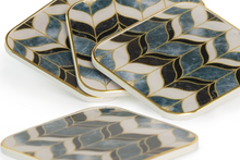 Mykonos Coasters, Blue & White, Set of Four