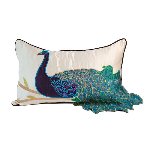 Peacock Cushion Cover, Blue and Green