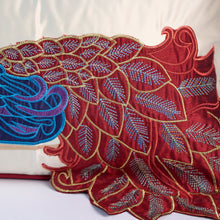 Peacock Cushion Cover, Red and Blue, 30 x 50 cm