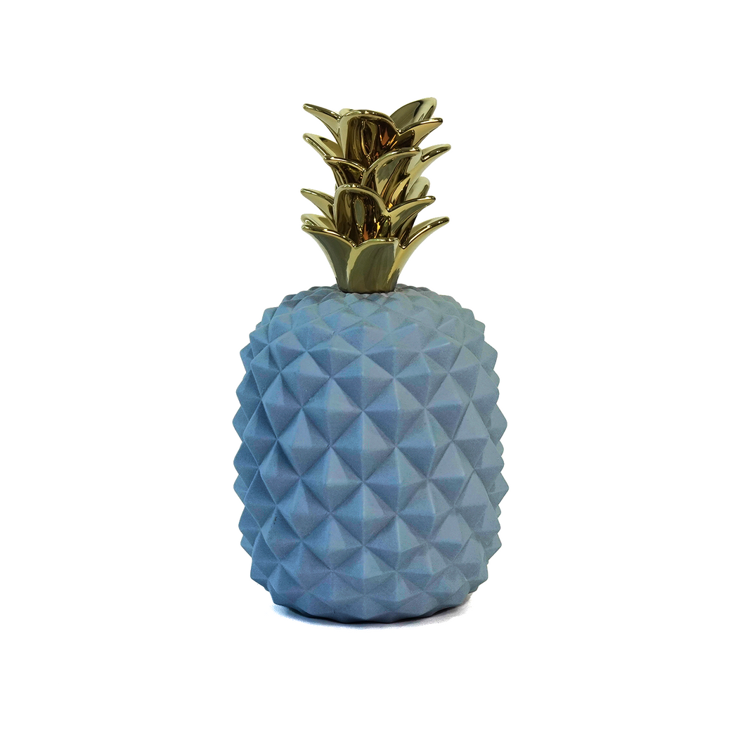 Pineapple Figurine, Blue and Gold