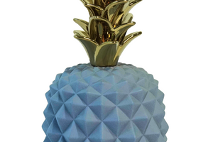 Pineapple Figurine, Blue and Gold