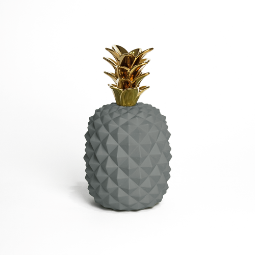 Pineapple Figurine, Grey and Gold