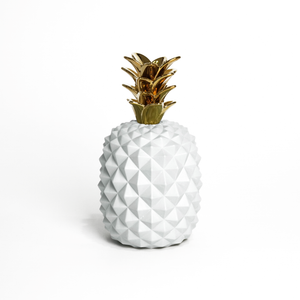 Pineapple Figurine, White and Gold