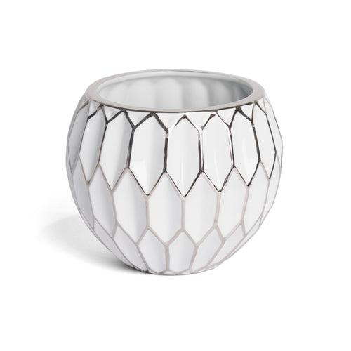 Turin Diamond Vase, White and Silver