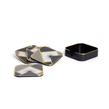 Valentino Coasters, Grey, Black, White and Gold, Set of 4