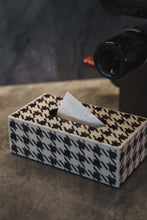 Richmond tissue box filled with tissue on a dark grey marble kitchen countertop